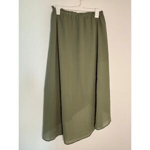 Nanette Lepore Olive Green High Low Wrap Skirt Womens Medium Elastic Waist Skirt